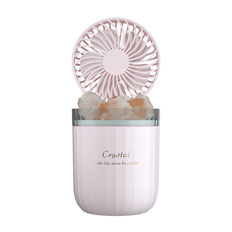 Portable Crystal Aromatheraphy Humidifier USB Wireless Aroma Essential Oil Diffuser With Adjustable Fan Warm Light Air Cooler